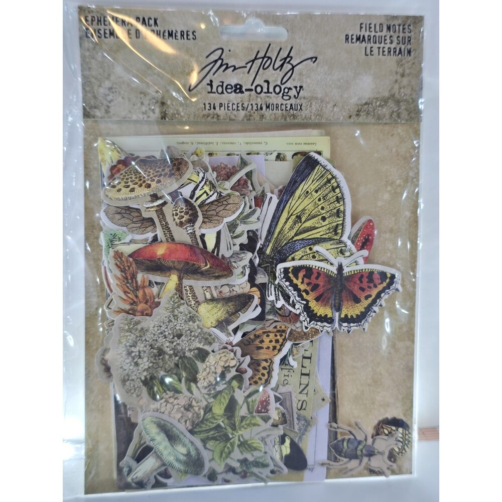 Tim Holtz Idea-ology Field Notes Ephemera Pack TH94051 134 Pieces New Sealed